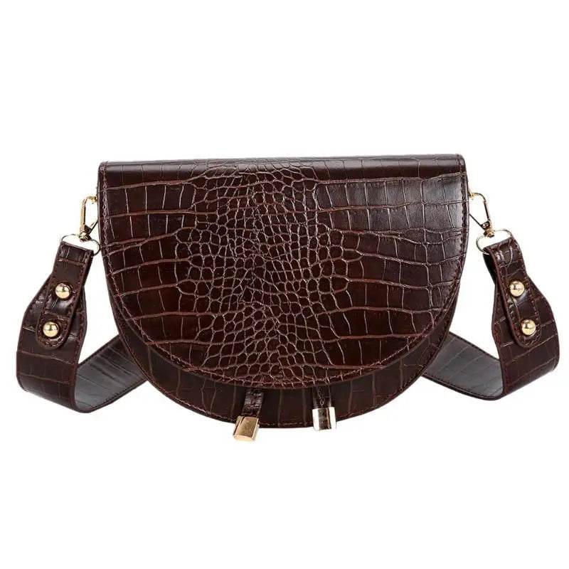 Luxury Crocodile Pattern Crossbody Bags for Women Half Round Messenger Bag PU Leather Handbags Shoulder Bag sac main femme - Zara-Craft