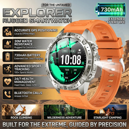 GUHUAVMI GPS Outdoor Smart Watch 1.43 AMOLED Fitness Tracker with Offline Maps Local Music Compass Altimeter Barometer Heart Rate 3ATM BT
