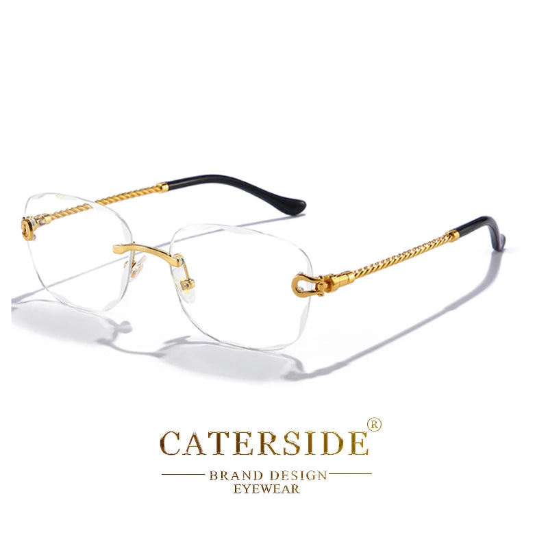 CATERSIDE Retro Fashion Sunglasses Women Men Brand Designer Rimless Gradient Sun Glasses Shades
