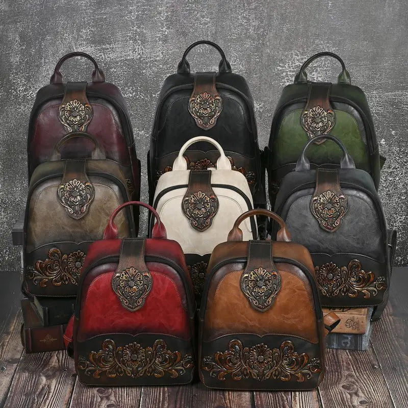 High-Value PU Embossed Fashion Women Backpack Bag Retro