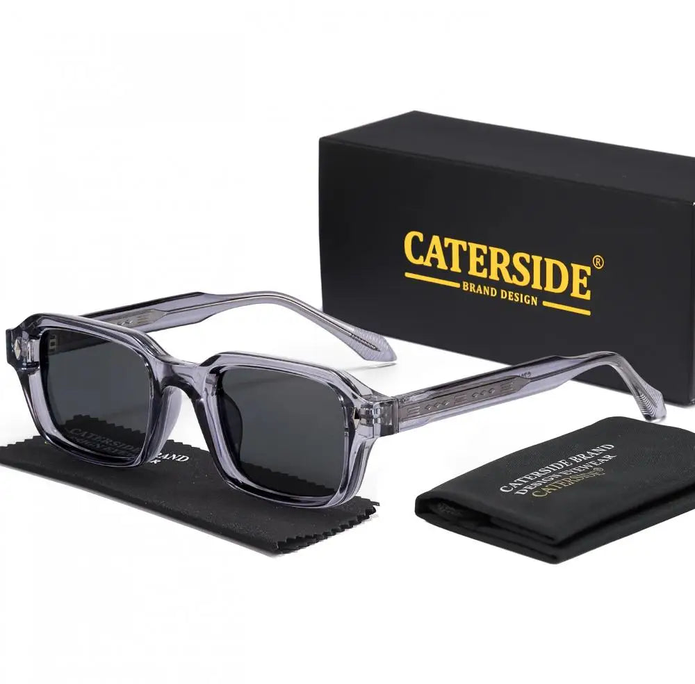 CATERSIDE Unisex Square Frame Sunglasses Retro Punk Personalized Design Sun Glasses Travel Business Festival Gift Eyewear ﻿
