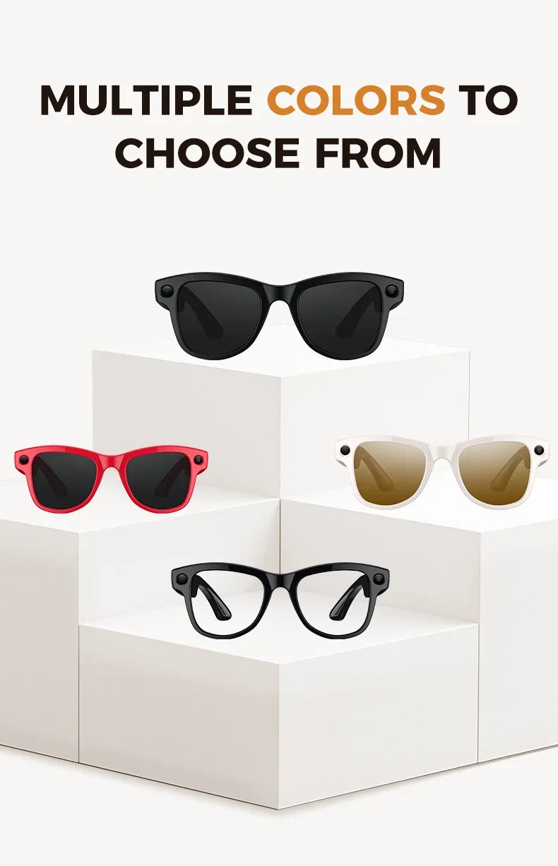 OUIO New Smart Glasses with Camera Video Recording AI Photo Recognition Bluetooth Call Voice Translation Unisex Sunglasses