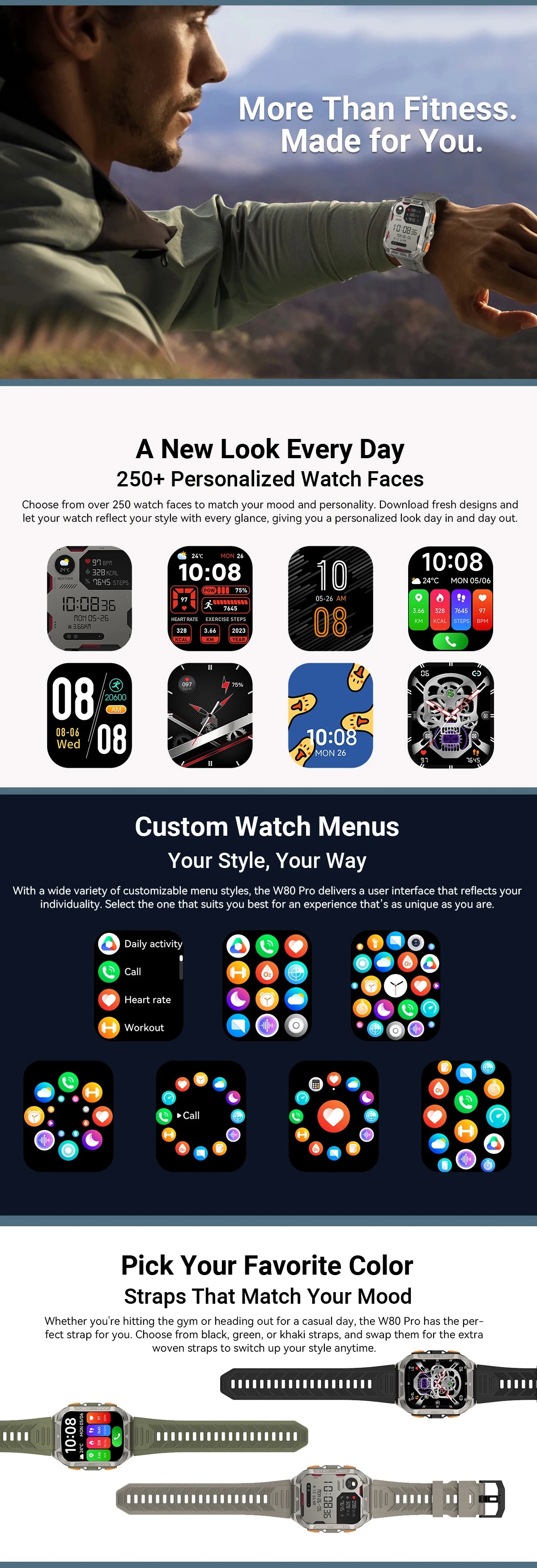 Blackview PRO Outdoor Rugged Smart Watch, GPS Position Smartwatch, 1.91‘’ Display, 900mAh with Flashlight