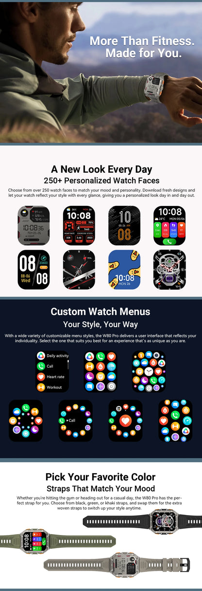 Blackview PRO Outdoor Rugged Smart Watch, GPS Position Smartwatch, 1.91‘’ Display, 900mAh with Flashlight