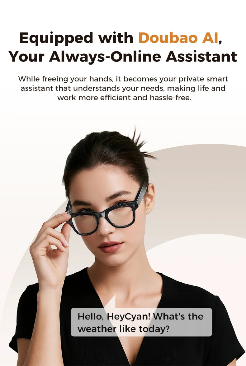 GUHUAVMI AI Smart Glasses 1080P Camera Video Recorder Open Ear Bluetooth Audio Voice Control Wi-Fi Sync Sports