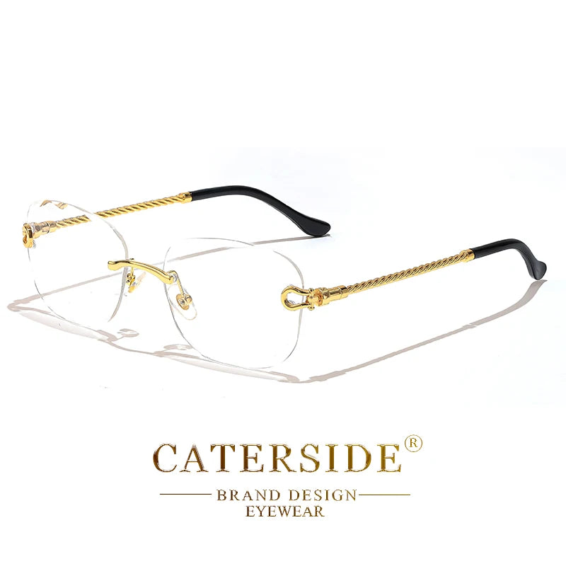 CATERSIDE Retro Fashion Sunglasses Women Men Brand Designer Rimless Gradient Sun Glasses Shades