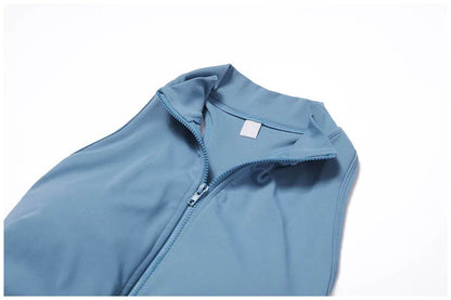 V Back One-piece Suit Women Sports Jumpsuit Zippers Yoga Rompers Backless Sportswear Women Sleeveles Workout Bodysuits Female - Zara-Craft