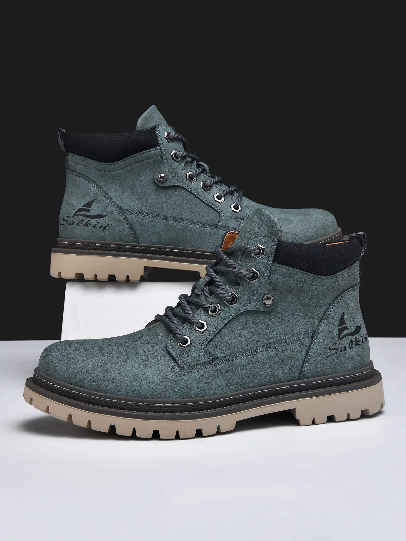 Handmade Men's Ankle Boots Genuine Leather Winter Leather Shoes Outdoor High Top Hiking Boots Sneakers