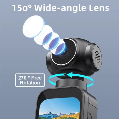 Camera with a wide-angle lens and a 270-degree rotation feature 