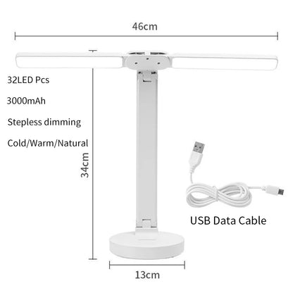 LED Desk Lamp USB Dimmable Touch Foldable Table Lamp with Calendar Temperature Clock Night Light for Study Reading Lamp