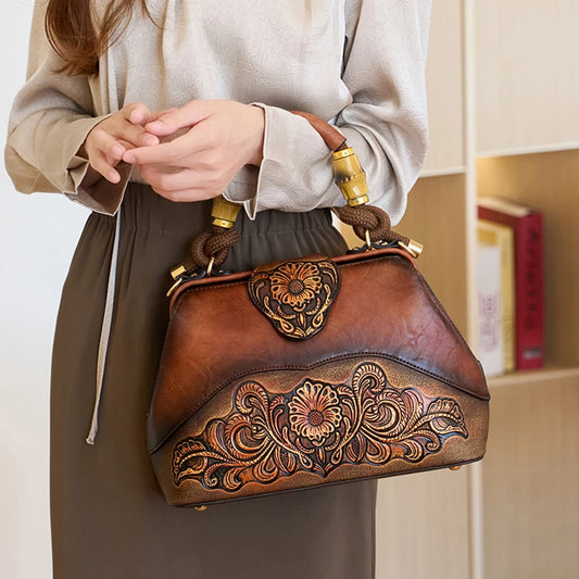 2026 Retro Embossed Women's Crossbody Handbag Large Capacity Versatile Single-Shoulder Bag