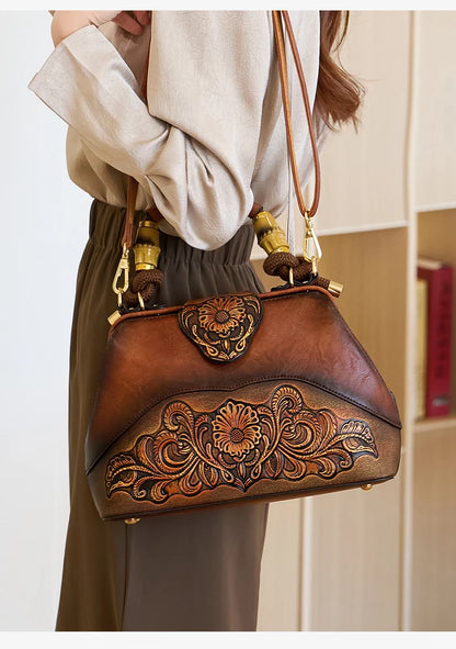 2026 Retro Embossed Women's Crossbody Handbag Large Capacity Versatile Single-Shoulder Bag