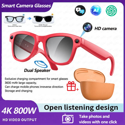 OUIO New Smart Glasses with Camera Video Recording AI Photo Recognition Bluetooth Call Voice Translation Unisex Sunglasses