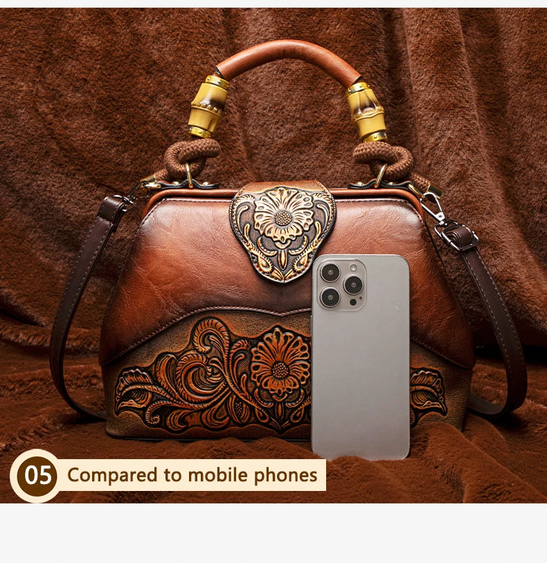 2026 Retro Embossed Women's Crossbody Handbag Large Capacity Versatile Single-Shoulder Bag