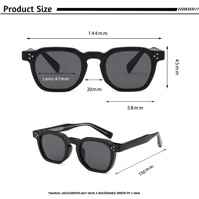 CATERSIDE Retro Punk Men Sunglasses Frame Square Travel Party Business Festival