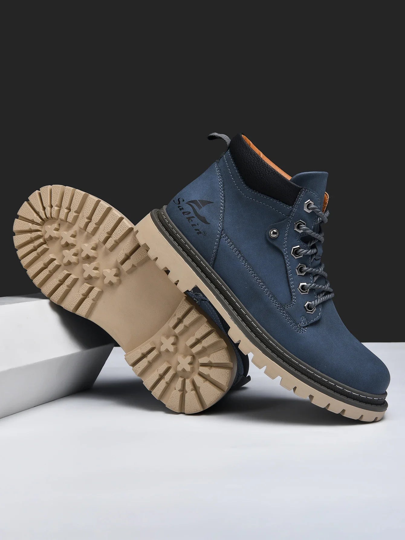 Handmade Men's Ankle Boots Genuine Leather Winter Leather Shoes Outdoor High Top Hiking Boots Sneakers