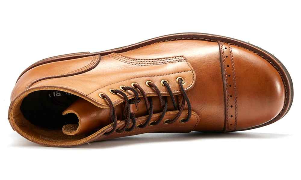 Luxury Classy Handmade Precision Stitch Wear-Resistant Casual Men Boots Genuine Leather Shoes