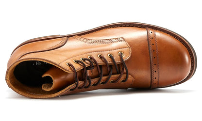 Luxury Classy Handmade Precision Stitch Wear-Resistant Casual Men Boots Genuine Leather Shoes