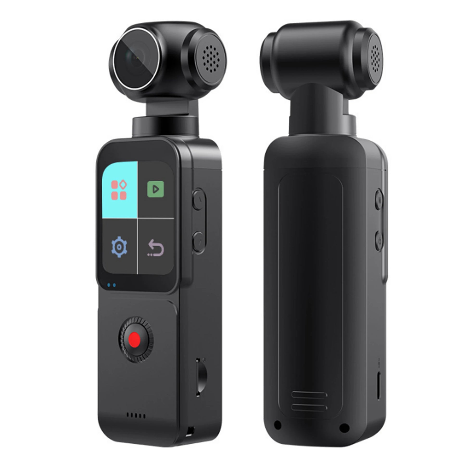 Black handheld camera with display and buttons 