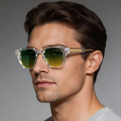 CATERSIDE Men Women Fashion square Frame Sunglasses Daily Wear UV400 Protection Eyewear PC Frame Propionate Pin Legs