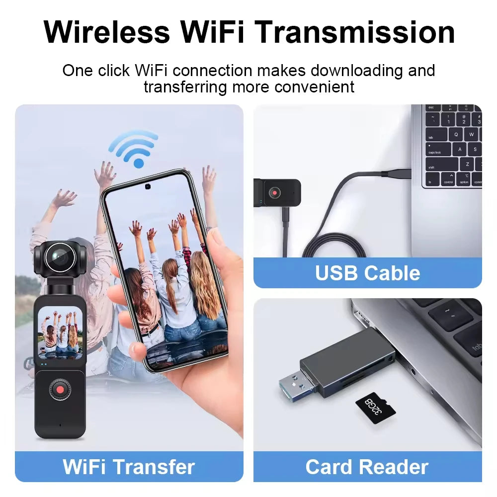 Sherway 4K Pocket Action Camera 270° Auto Rotatable Stabilization Touch Screen