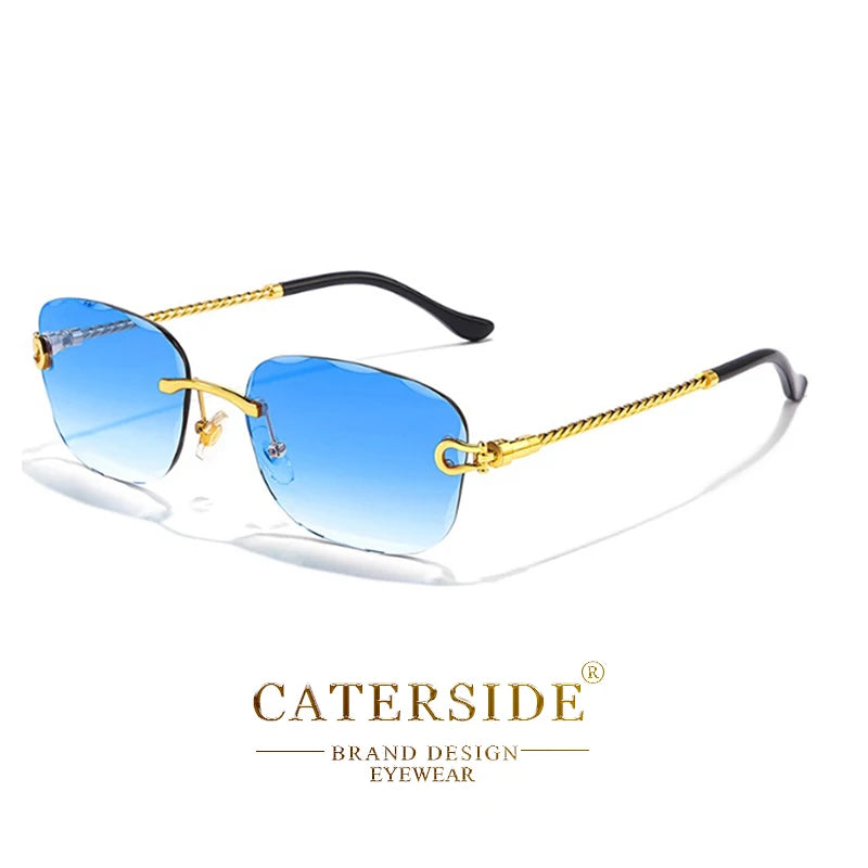 CATERSIDE Retro Fashion Sunglasses Women Men Brand Designer Rimless Gradient Sun Glasses Shades