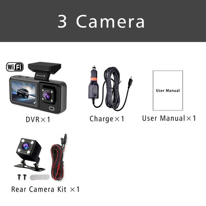 3 Channel WIFI Car DVR HD 1080P Cabin Vehicle Dash Cam Three Way Camera DVRs Recorder Video