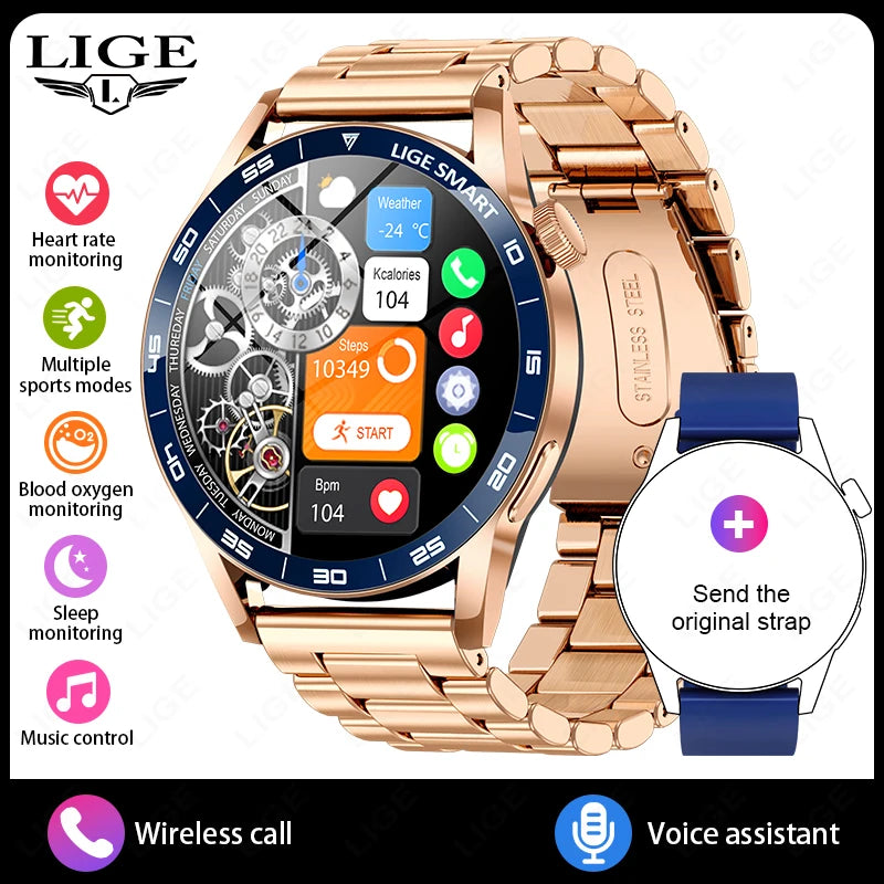 Title
LIGE Smartwatch Men For Android iOS Phone 1.38" HD Bluetooth Call Heart Rate Monitor Waterproof Sport Smart Watch
