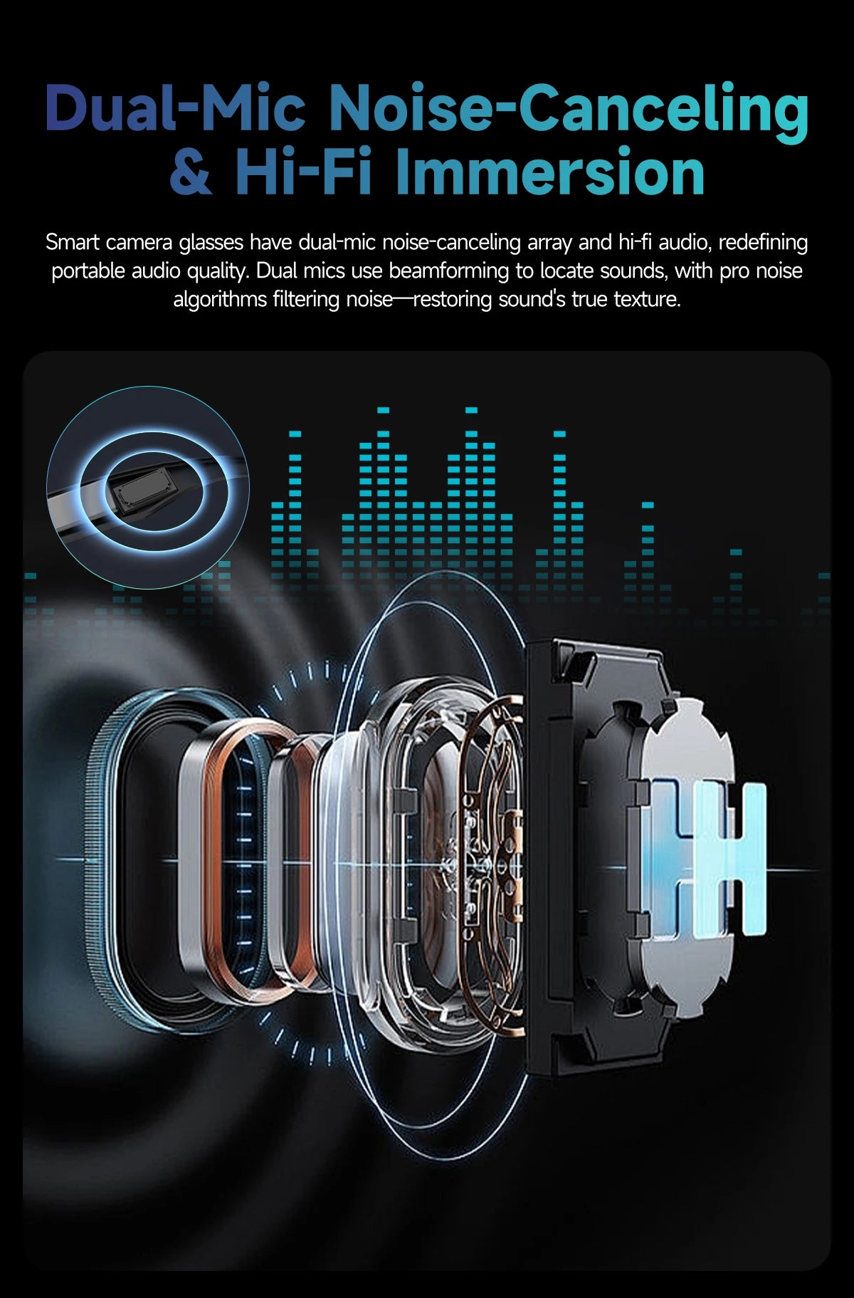 GUHUAVMI AI Smart Glasses 800W Anti Shake HD Camera Video Recording Languages Translation Sunglasses Bluetooth Call Music Play