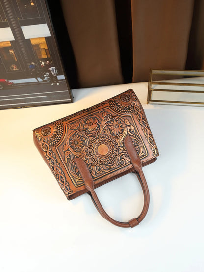 New Retro Fashion Handbag Women's Shoulder Crossbody Bag with Embossed Worn Finish