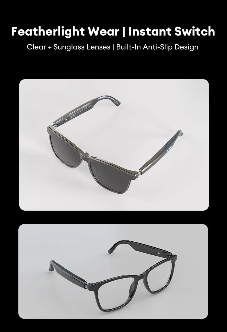 MGALL MG-C08 Smart Glasses AI Voice Assistant Bluetooth Sport Headphones Sunglasses Call Music Headphones Conference Record