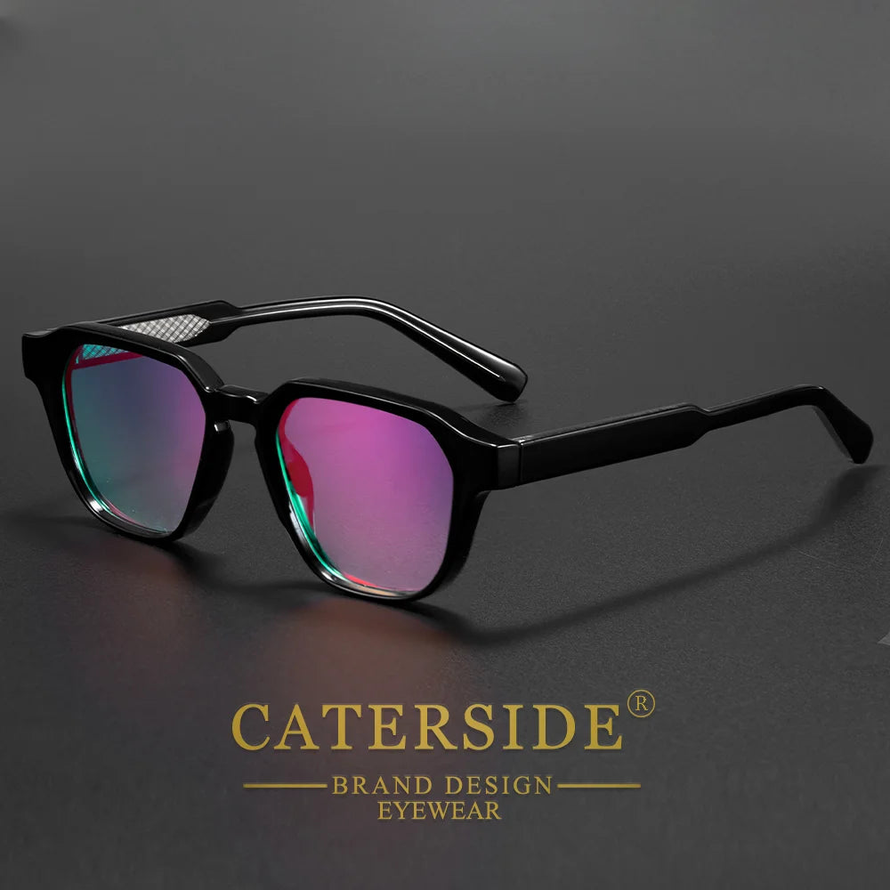 CATERSIDE Men Women Fashion square Frame Sunglasses Daily Wear UV400 Protection Eyewear PC Frame Propionate Pin Legs
