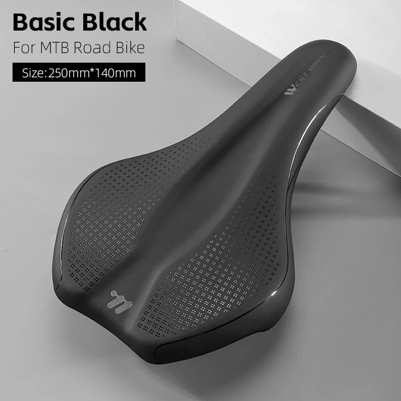 WEST BIKING Bicycle Saddle Comfortable Bike Seat Wear-resistant PU Leather Hollow Road Bicycle Parts Cycling Saddle Bike Cushion
