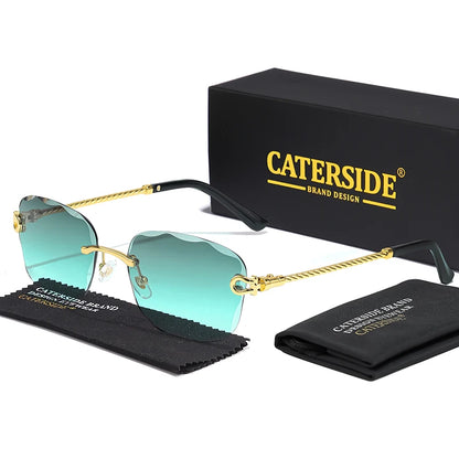 CATERSIDE Retro Fashion Sunglasses Women Men Brand Designer Rimless Gradient Sun Glasses Shades