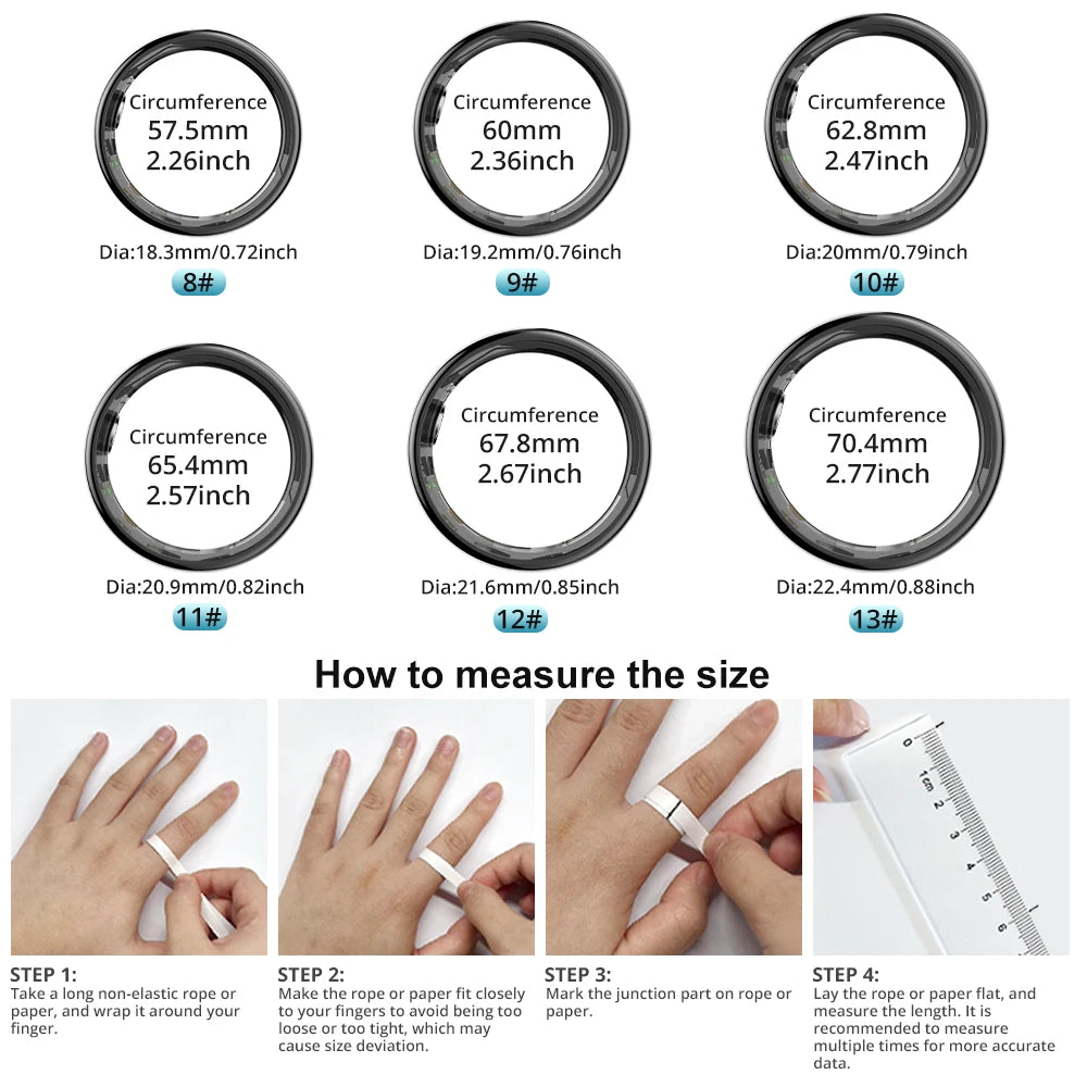 COLMI R09 Smart Ring Men Women with Charging Case, Body Temperature Health and Sleep Monitor For Xiaomi Samsung Phone