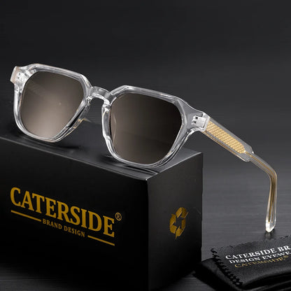 CATERSIDE Men Women Fashion square Frame Sunglasses Daily Wear UV400 Protection Eyewear PC Frame Propionate Pin Legs