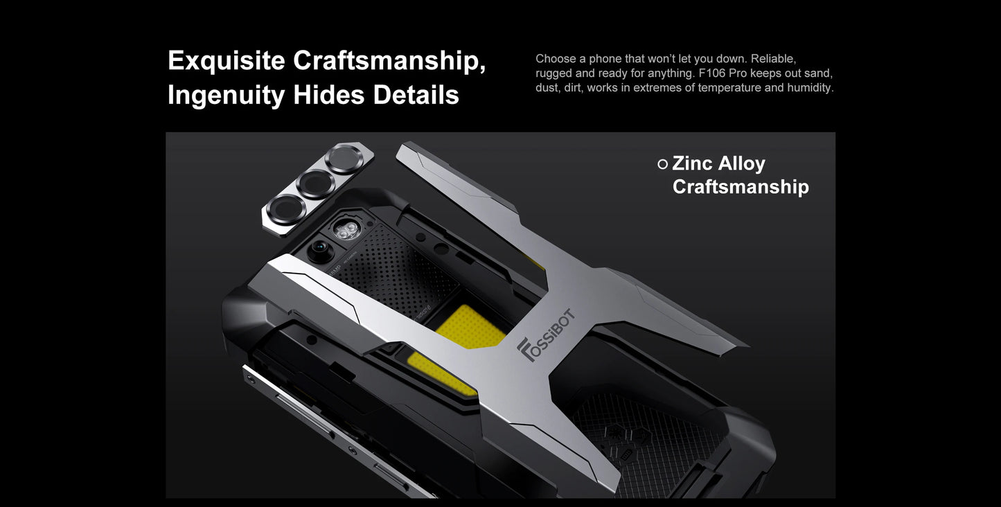 FOSSIBOT F106 PRO MTK G85 4G Android 14 15GB(8+7GB Extended) 256GB ROM Rugged Smartphone 12000mAh Battery 48MP Camera