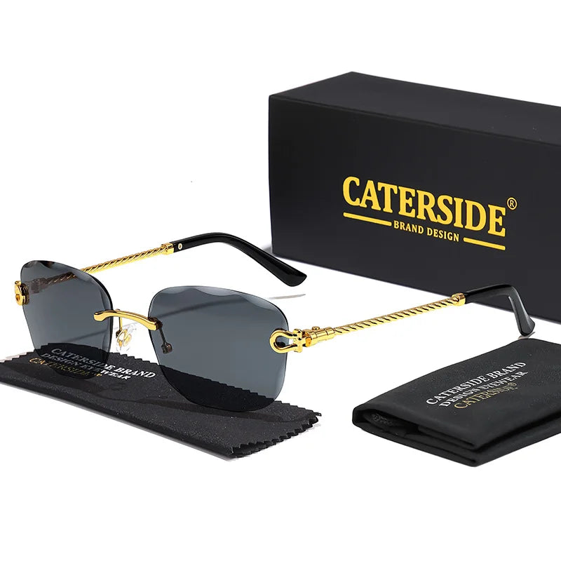 CATERSIDE Retro Fashion Sunglasses Women Men Brand Designer Rimless Gradient Sun Glasses Shades