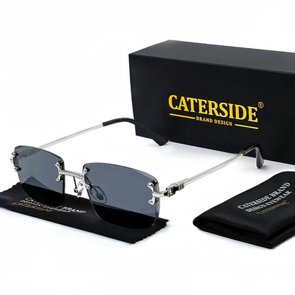 CATERSIDE Punk Rectangle Sunglasses Men Women Luxury Designer Rimless Gradient Lens Metal Sports UV400