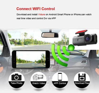 E-ACE Dash Cam 4K GPS WIFI APP 24H Night Vision Mini Optional Rear Lens Dashcam Car DVR For Car