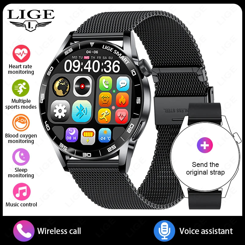 Title
LIGE Smartwatch Men For Android iOS Phone 1.38" HD Bluetooth Call Heart Rate Monitor Waterproof Sport Smart Watch
