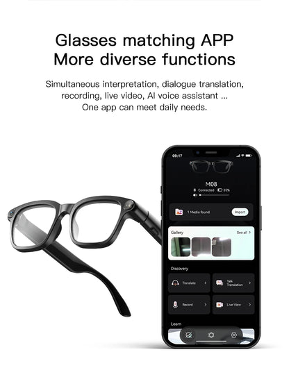 LIGE Smart Glasses HD Photo Video Open AI Record Translation Touch Photochromic Lenses Bluetooth Call Music Multifunction Glasses