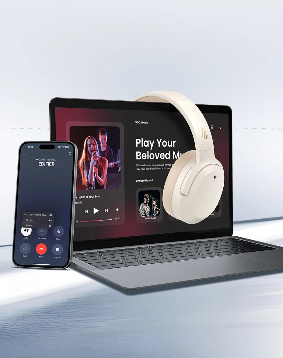 Edifier ANC Wireless Headphone Bluetooth 6.1 Over-ear Headset -49dB Noise Cancelling Earphone Hi-Res Audio