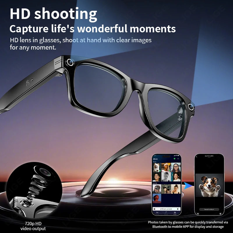 LIGE Smart Glasses Photography Video AI Intelligent Interactive Translation IOS Andirod Glasses