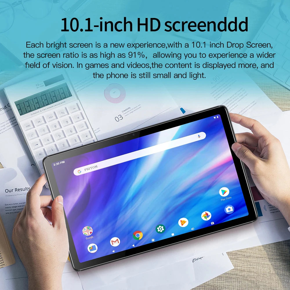 10.1" Tablet with keyboard, mouse, and accessories double Sim & Cameras