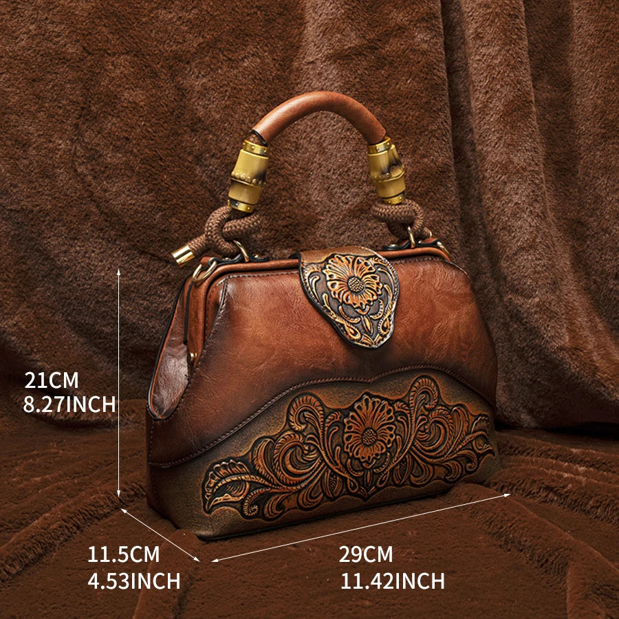 2026 Retro Embossed Women's Crossbody Handbag Large Capacity Versatile Single-Shoulder Bag