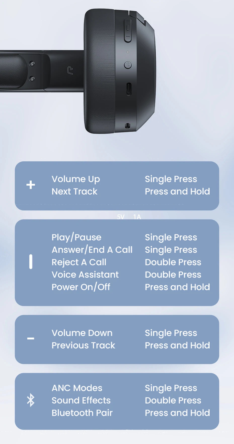 Edifier ANC Wireless Headphone Bluetooth 6.1 Over-ear Headset -49dB Noise Cancelling Earphone Hi-Res Audio