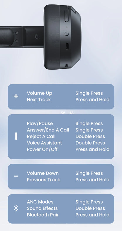 Edifier ANC Wireless Headphone Bluetooth 6.1 Over-ear Headset -49dB Noise Cancelling Earphone Hi-Res Audio