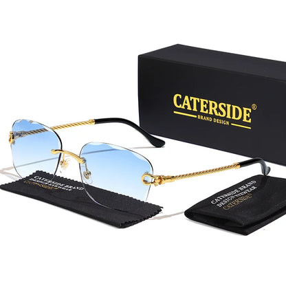 CATERSIDE Retro Fashion Sunglasses Women Men Brand Designer Rimless Gradient Sun Glasses Shades