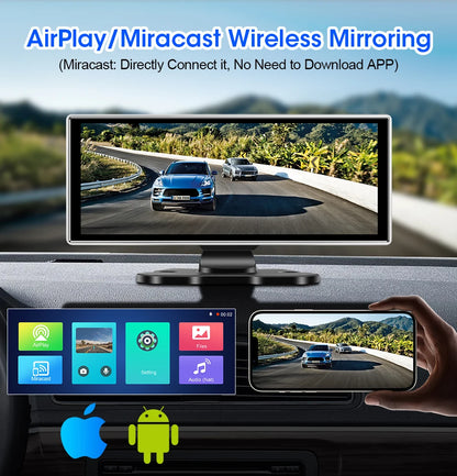 Dash Cam 4K Car DVR Wireless CarPlay & Android Auto GPS Navigation Video Recorder 